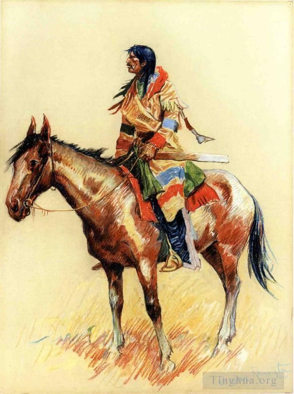弗雷德里克·雷明顿 的各类绘画作品 -  《一种古老的美国西部牛仔印第安人弗雷德里克·雷明顿》