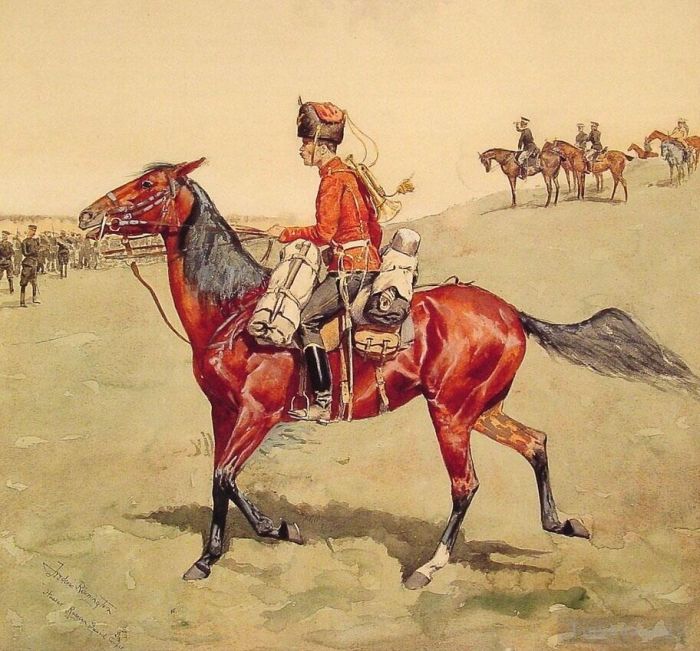 弗雷德里克·雷明顿 的各类绘画作品 -  《俄罗斯骠骑兵卫队》