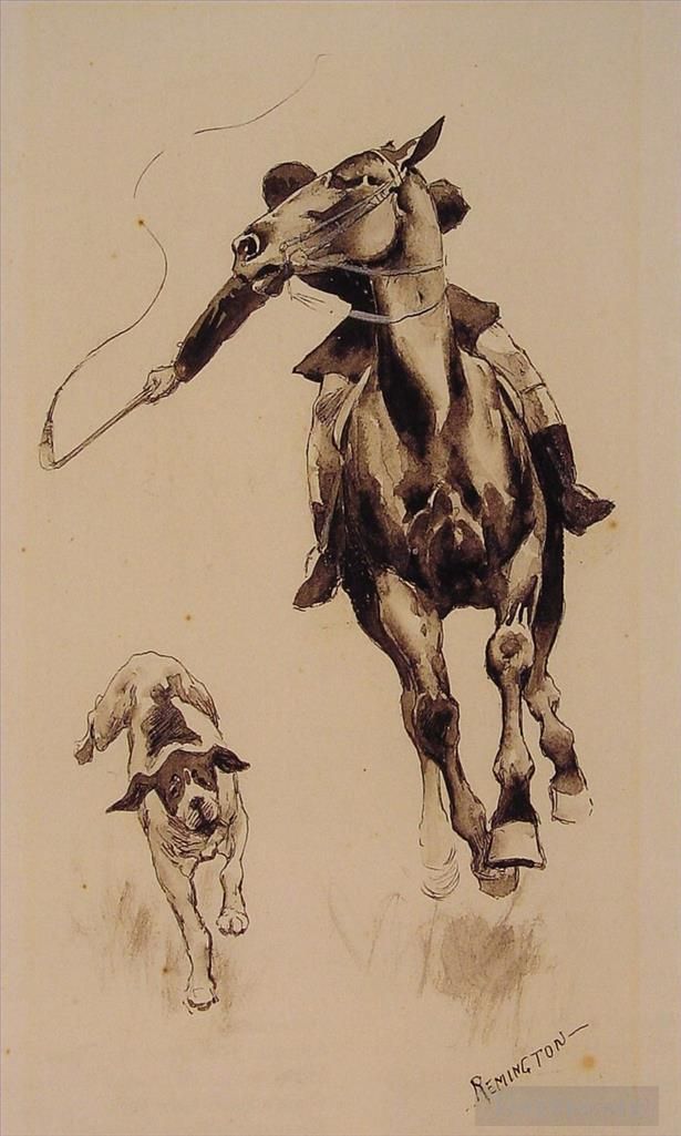 弗雷德里克·雷明顿 的各类绘画作品 -  《鞭打掉队者》
