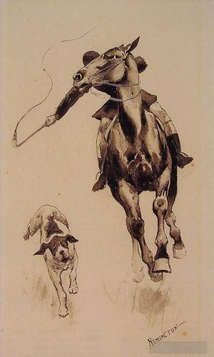 艺术家弗雷德里克·雷明顿作品《鞭打掉队者》