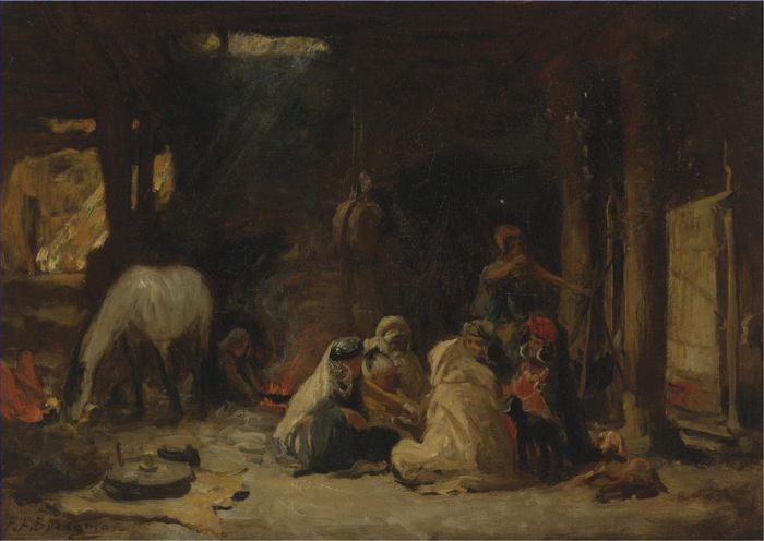 弗雷德里克·亚瑟·布里奇曼 的油画作品 -  《休息中的阿尔及利亚》