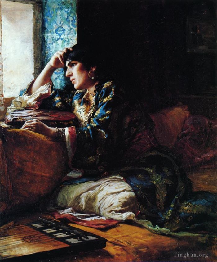 弗雷德里克·亚瑟·布里奇曼 的油画作品 -  《摩洛哥女人艾莎》