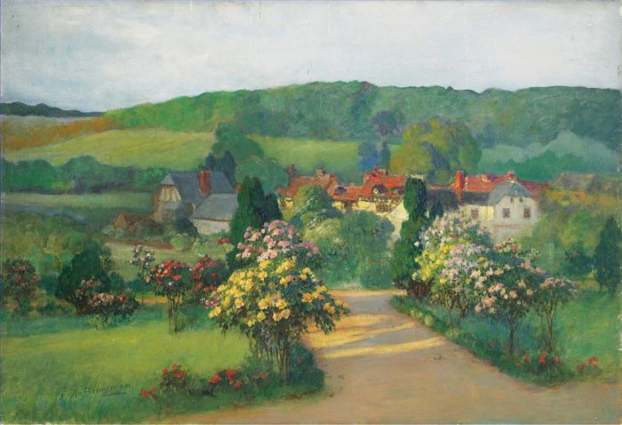 弗雷德里克·亚瑟·布里奇曼 的油画作品 -  《花园盛开》