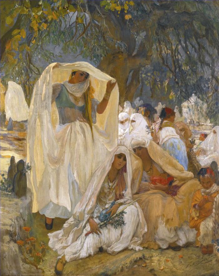 弗雷德里克·亚瑟·布里奇曼 的油画作品 -  《阿尔及利亚布莱达先知日》