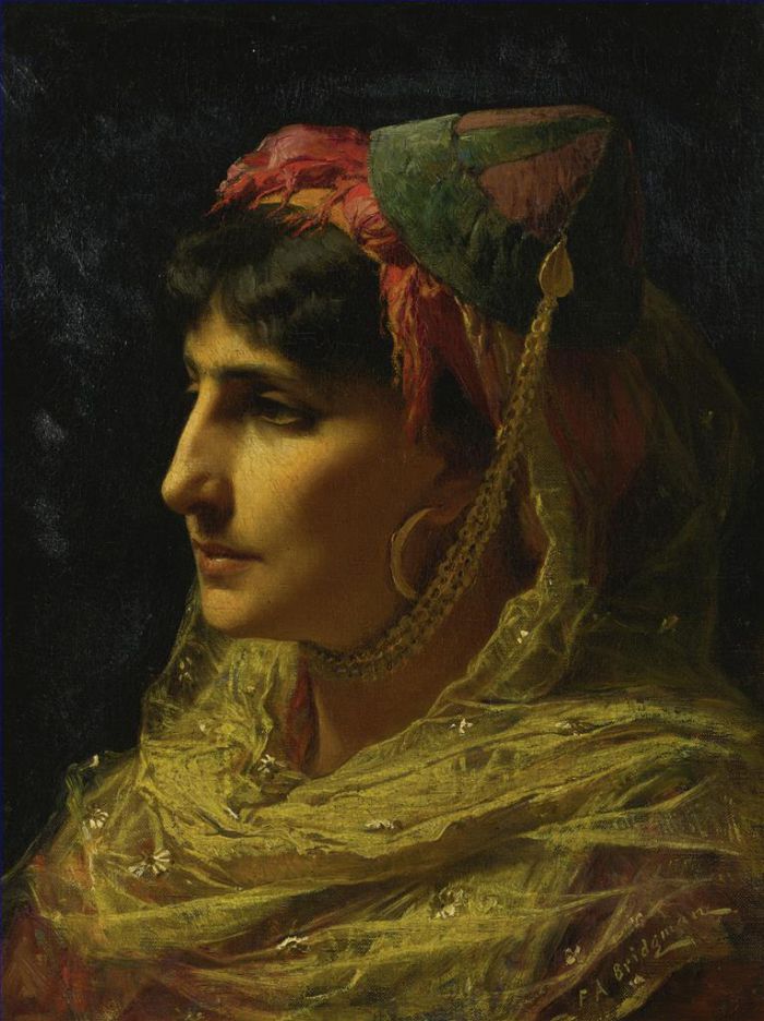 弗雷德里克·亚瑟·布里奇曼 的油画作品 -  《一个女人的肖像》