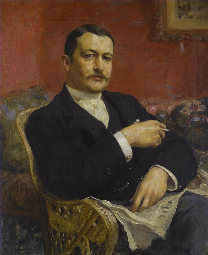 弗雷德里克·亚瑟·布里奇曼 的油画作品 -  《沃尔特·西德尼·贝克的肖像》