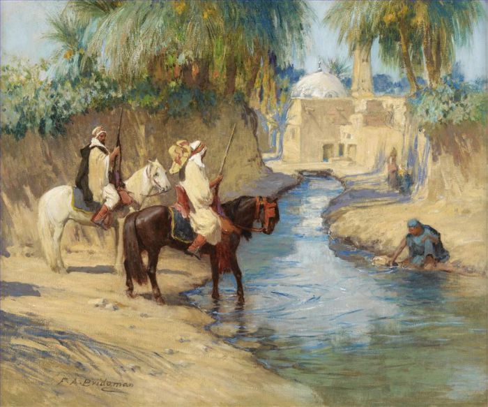 弗雷德里克·亚瑟·布里奇曼 的油画作品 -  《狩猎归来》