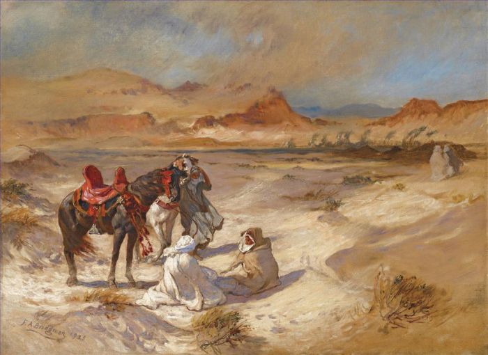 弗雷德里克·亚瑟·布里奇曼 的油画作品 -  《沙漠上空的热风》