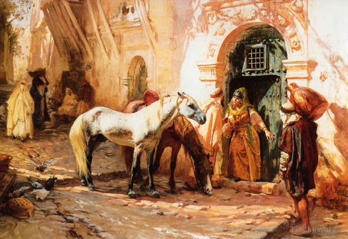 弗雷德里克·亚瑟·布里奇曼 的油画作品 -  《摩洛哥场景》