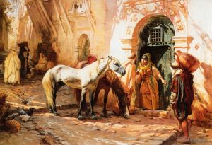 艺术家弗雷德里克·亚瑟·布里奇曼作品《摩洛哥场景》