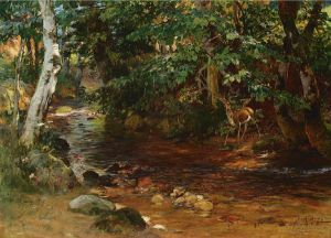 艺术家弗雷德里克·亚瑟·布里奇曼作品《迪沃讷的溪流》