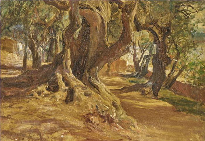 弗雷德里克·亚瑟·布里奇曼 的油画作品 -  《树干》