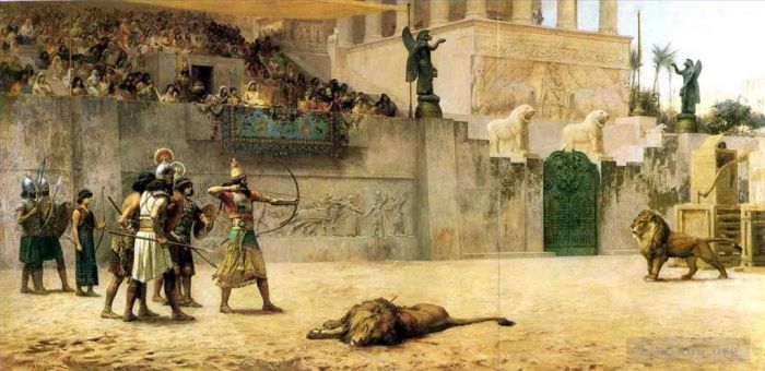 弗雷德里克·亚瑟·布里奇曼 的油画作品 -  《亚述国王的转移》