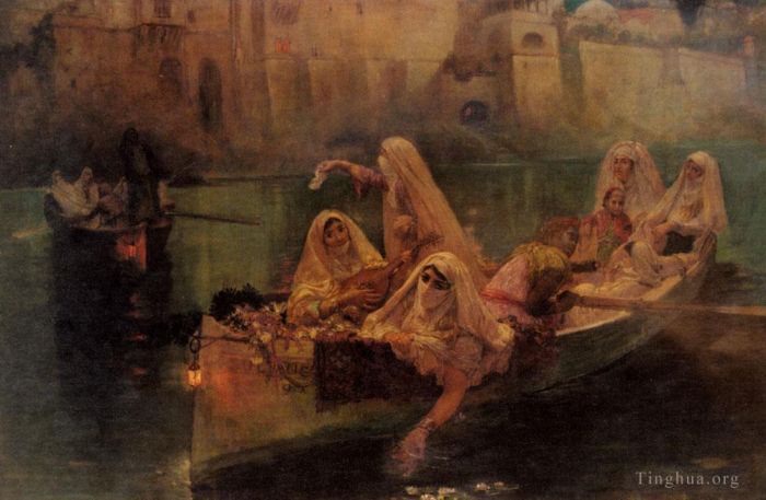 弗雷德里克·亚瑟·布里奇曼 的油画作品 -  《后宫船》