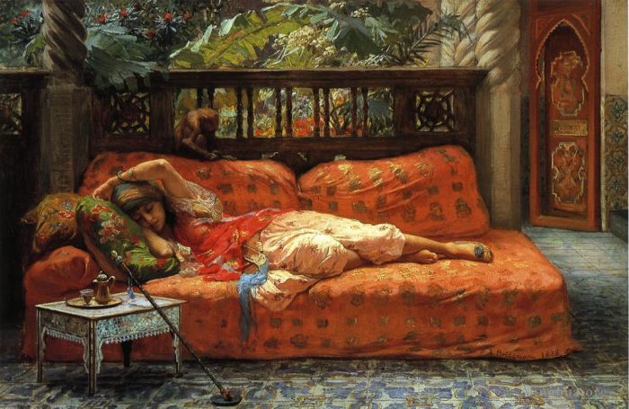 弗雷德里克·亚瑟·布里奇曼 的油画作品 -  《午睡》