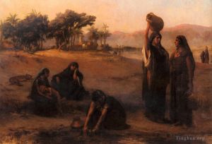 艺术家弗雷德里克·亚瑟·布里奇曼作品《妇女从尼罗河取水》