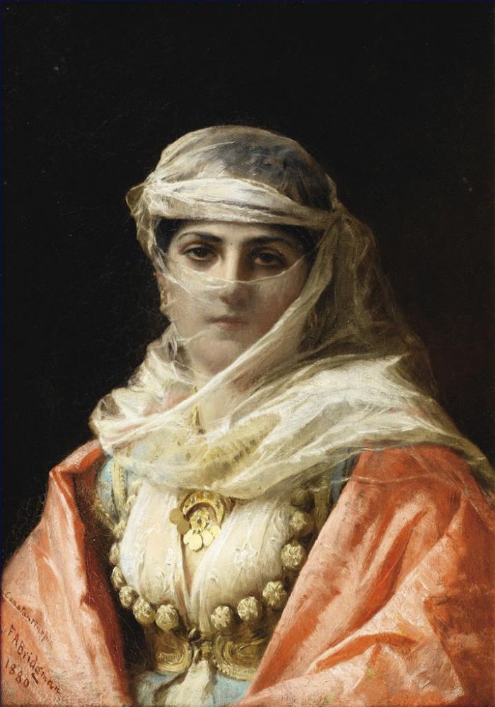 弗雷德里克·亚瑟·布里奇曼 的油画作品 -  《来自君士坦丁堡的年轻女子》