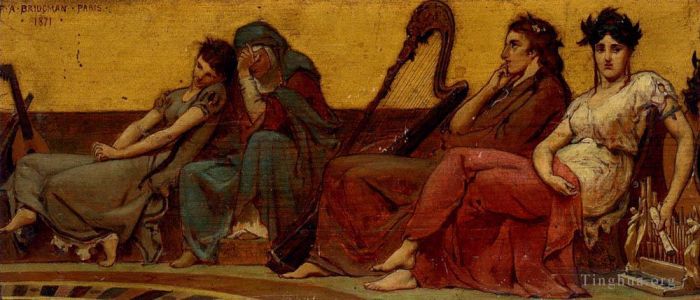 弗雷德里克·亚瑟·布里奇曼 的各类绘画作品 -  《风琴的装饰设计》