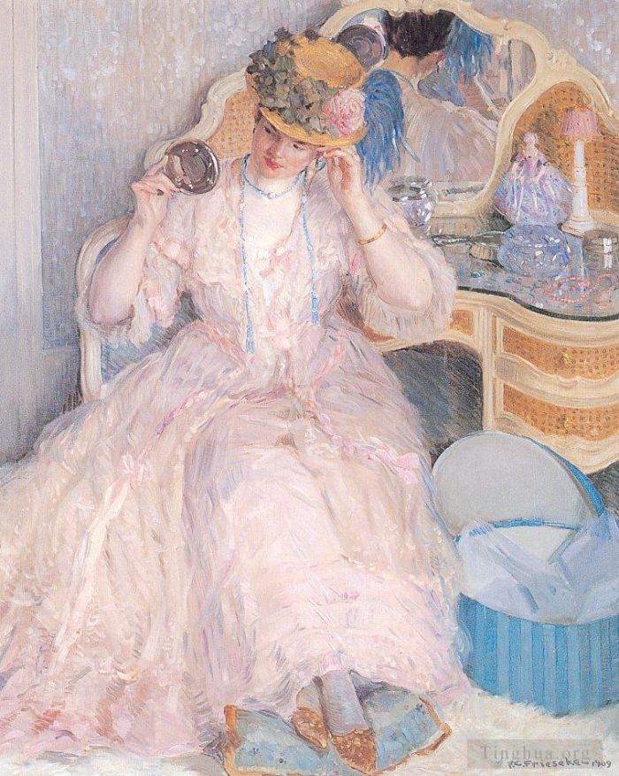 弗雷德里克·卡尔·弗里塞克 的油画作品 -  《试戴帽子的女士》