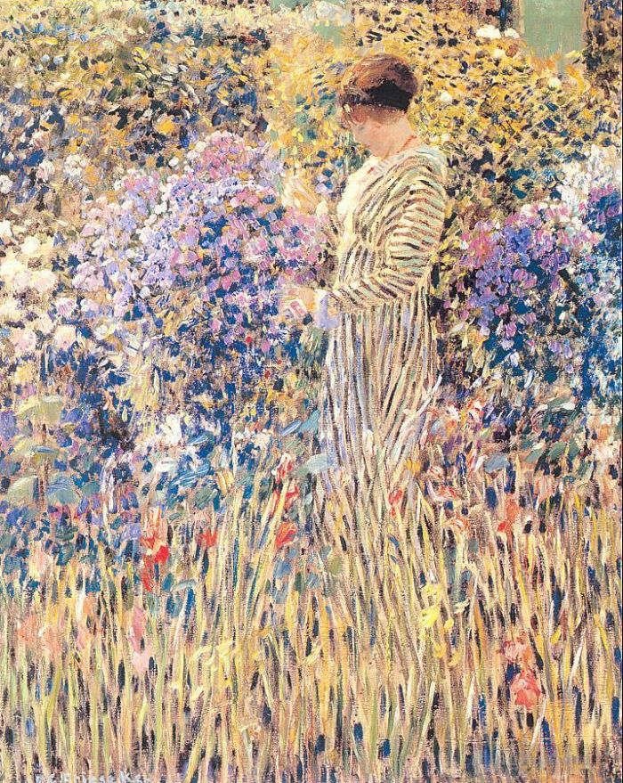 弗雷德里克·卡尔·弗里塞克 的油画作品 -  《花园里的女士》