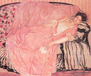 艺术家弗雷德里克·卡尔·弗里塞克作品《沙发上的盖利夫人肖像》
