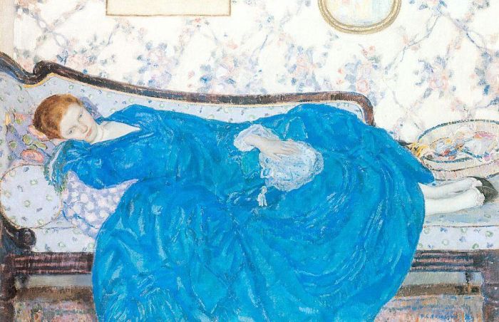 弗雷德里克·卡尔·弗里塞克 的油画作品 -  《蓝色礼服》