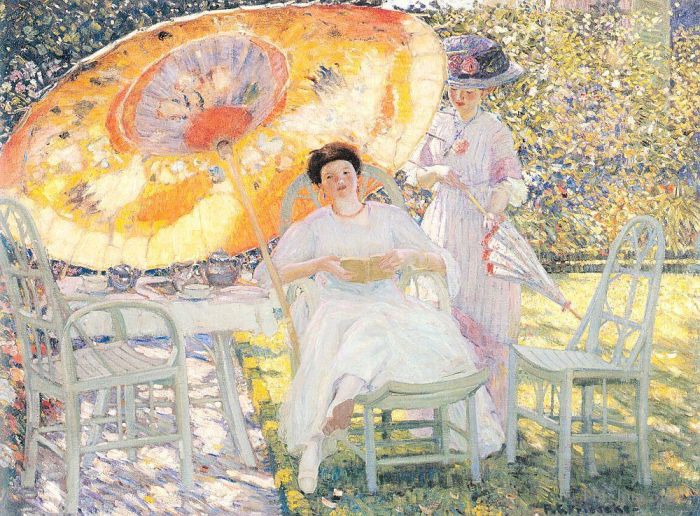 弗雷德里克·卡尔·弗里塞克 的油画作品 -  《花园遮阳伞》