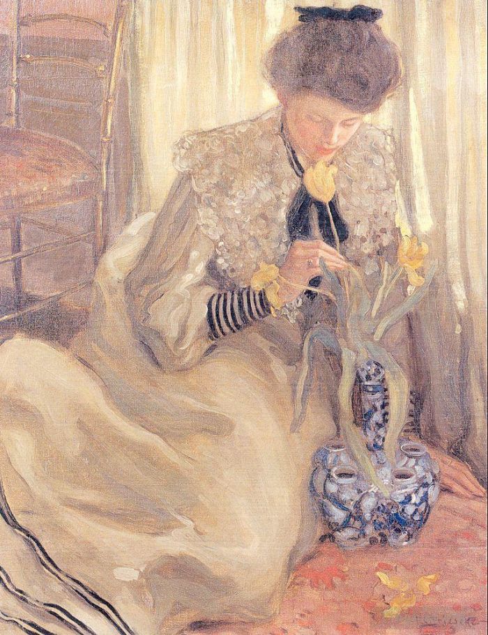 弗雷德里克·卡尔·弗里塞克 的油画作品 -  《黄色郁金香》