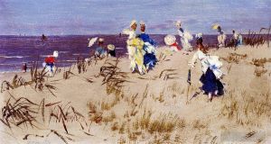 艺术家弗雷德里克·亨德里克·开莫若作品《海滩上的优雅女性》