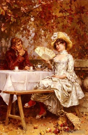 艺术家弗雷德里克·亨德里克·开莫若作品《秋天花园里的茶》