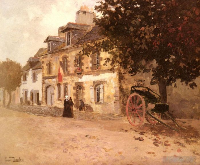 弗里茨·沙搂 的油画作品 -  《法国的一条乡村街道》