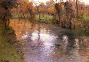 艺术家弗里茨·沙搂作品《河岸上的果园》