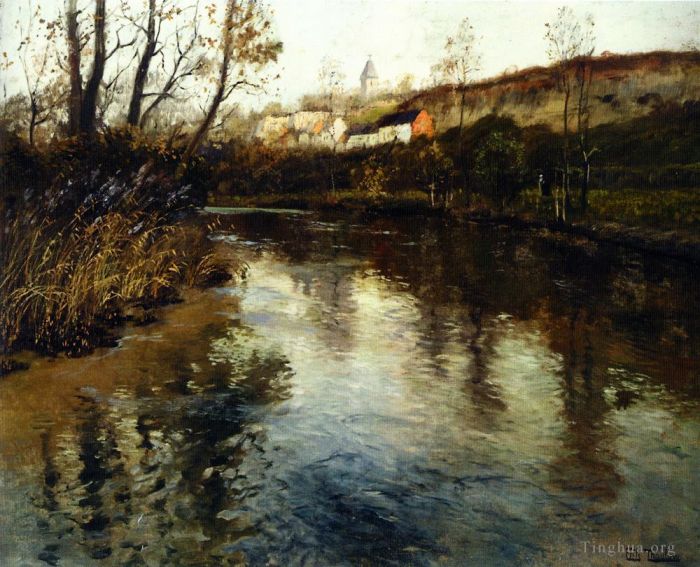 弗里茨·沙搂 的油画作品 -  《Elvelandskap,河景观》