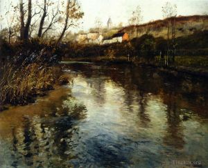 艺术家弗里茨·沙搂作品《Elvelandskap,河景观》