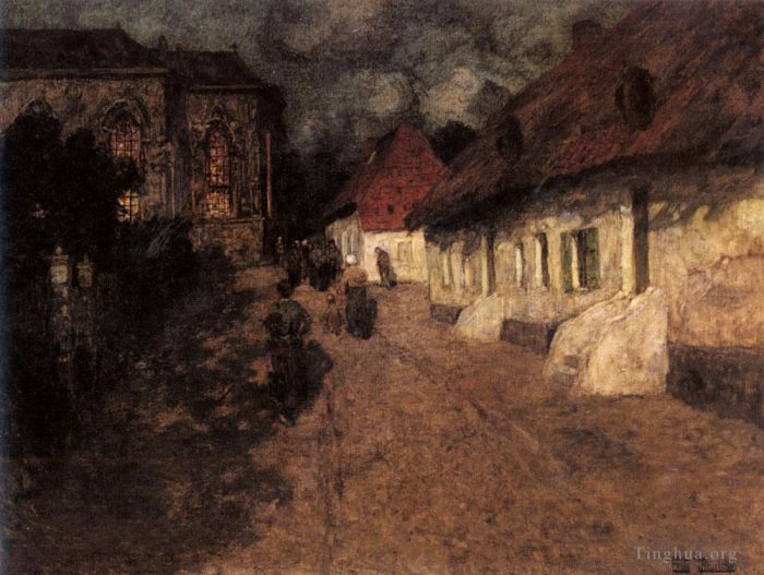 弗里茨·沙搂 的油画作品 -  《午夜弥撒》