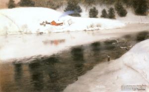 艺术家弗里茨·沙搂作品《西摩亚河的冬天》