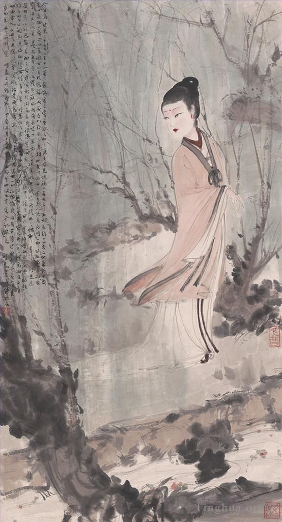 傅抱石 的书法国画作品 -  《中国唐女士》