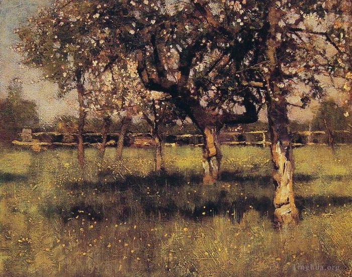 乔治·克劳森 的油画作品 -  《五月的果园》