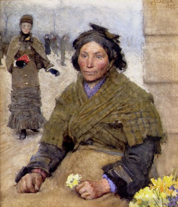 乔治·克劳森 的油画作品 -  《吉普赛卖花人弗洛拉》