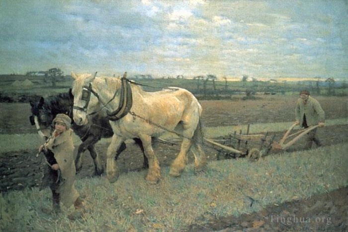 乔治·克劳森 的油画作品 -  《耕作》
