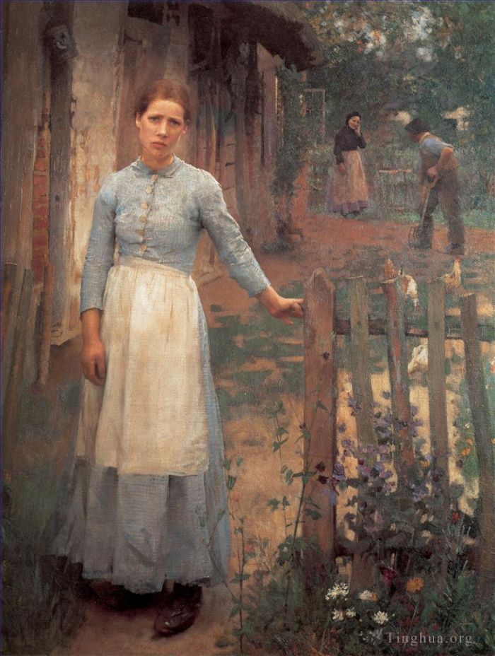乔治·克劳森 的油画作品 -  《门口的女孩》