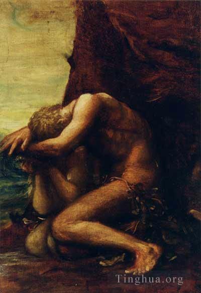 乔治·弗雷德里克·沃茨 的油画作品 -  《亚当和夏娃》