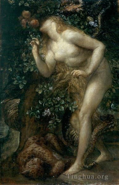 乔治·弗雷德里克·沃茨 的油画作品 -  《夏娃受诱惑》