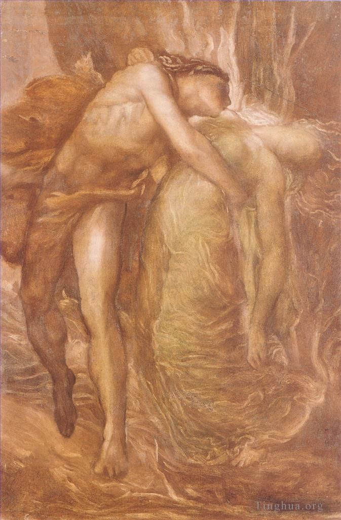 乔治·弗雷德里克·沃茨 的油画作品 -  《俄耳甫斯与尤丽狄刻》