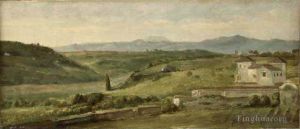 艺术家乔治·弗雷德里克·沃茨作品《全景景观与农舍》