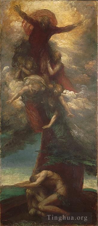 乔治·弗雷德里克·沃茨 的油画作品 -  《亚当和夏娃的谴责》