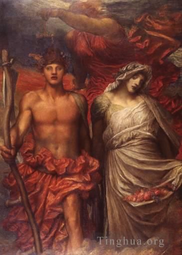 乔治·弗雷德里克·沃茨 的油画作品 -  《时间,死亡与审判,1900》