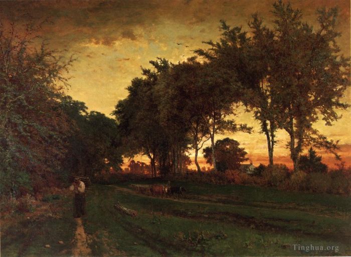 乔治·英尼斯 的油画作品 -  《乔治·英尼斯的黄昏风景》