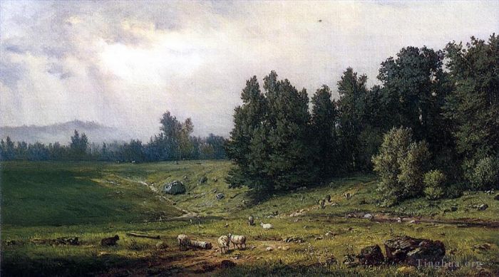 乔治·英尼斯 的油画作品 -  《风景与羊》