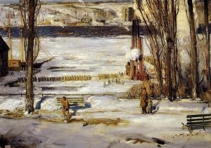 艺术家乔治·韦斯利·贝洛斯作品《清晨的雪,现实主义风景,乔治·韦斯利·贝洛斯》